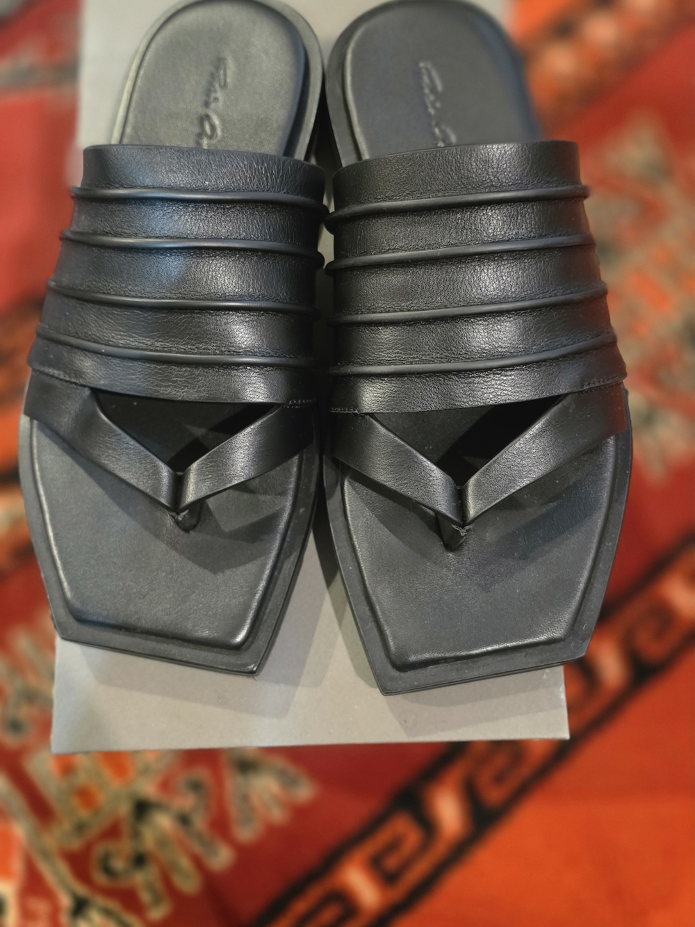 Rick Owens Black Square-Toe Women's Slide Sandals